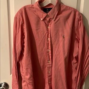 Men’s pink polo button up size lg mint condition